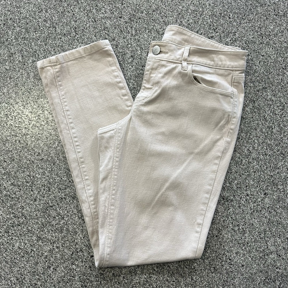 Ann Taylor Loft Curvy Skinny Jeans Womens 6 28x31 Mid Rise Cream Stretch